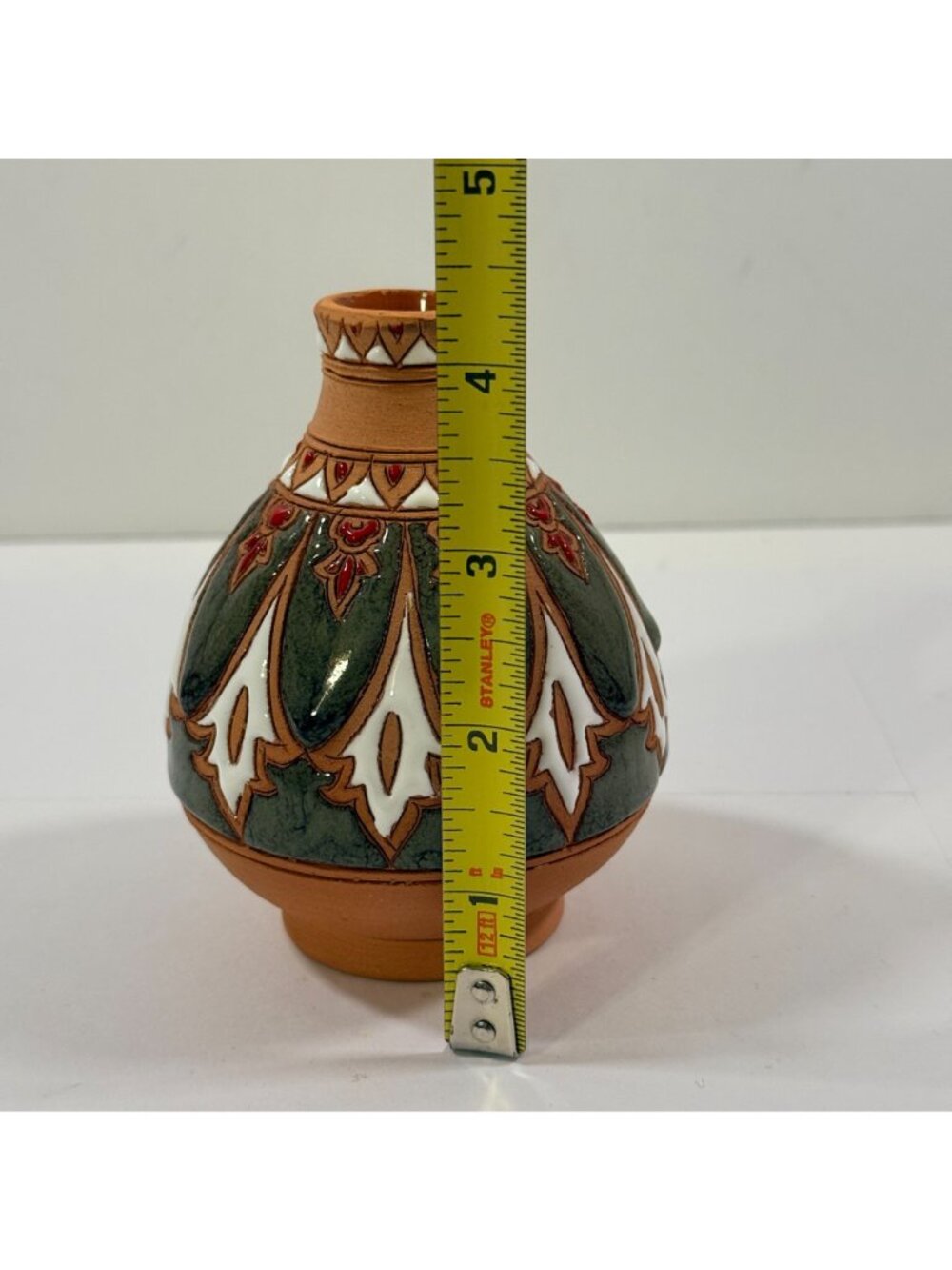 Vintage Bonis Pottery Greece Handmade Enamel Terracotta Clay Flower Vase - Picture 3 of 10